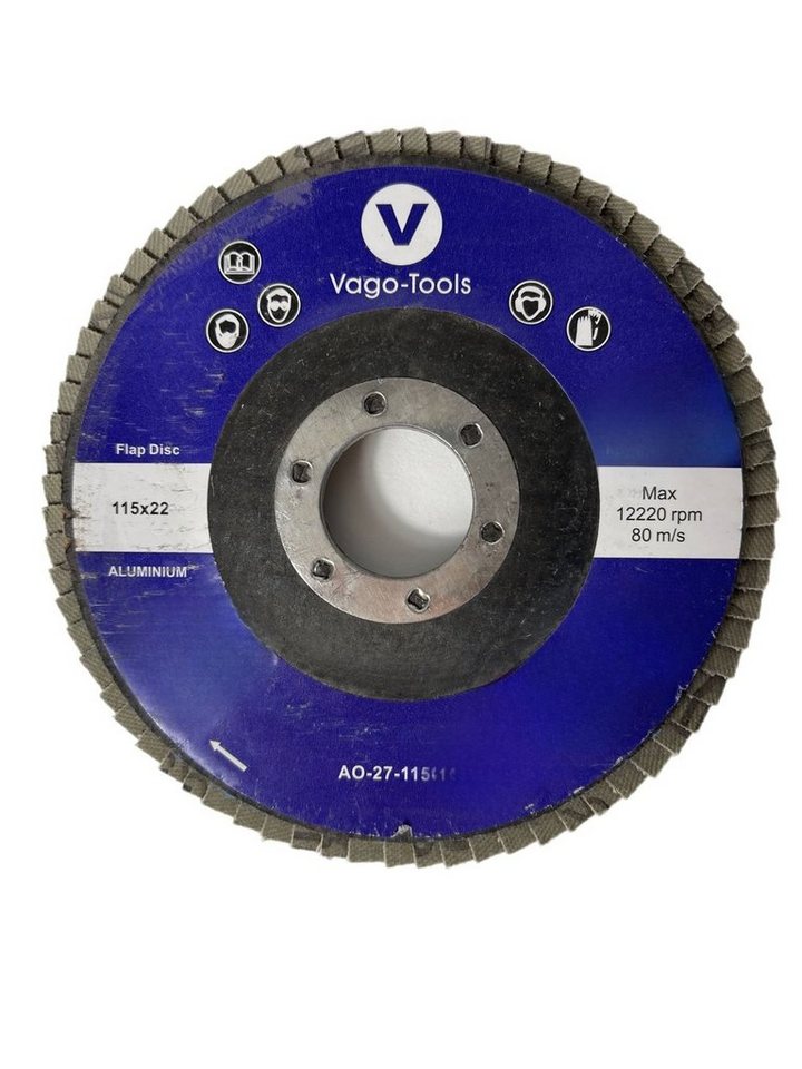 VaGo-Tools Schleifscheibe Fächerschleifscheiben 115mm flach P120 Braun 20x, (Packung) von VaGo-Tools