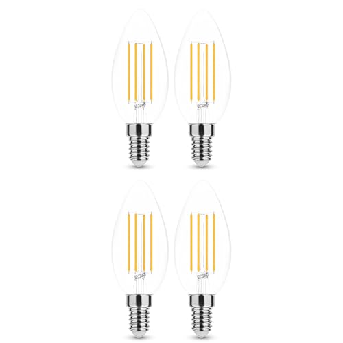 VaLight 4er Pack LED Filament Kerze C35 7W ersetzt 50W E14 840 neutralweiß dimmbar - E14 LED Kerze - E14 Leuchtmittel - LED Kerzenlampe von VaLight
