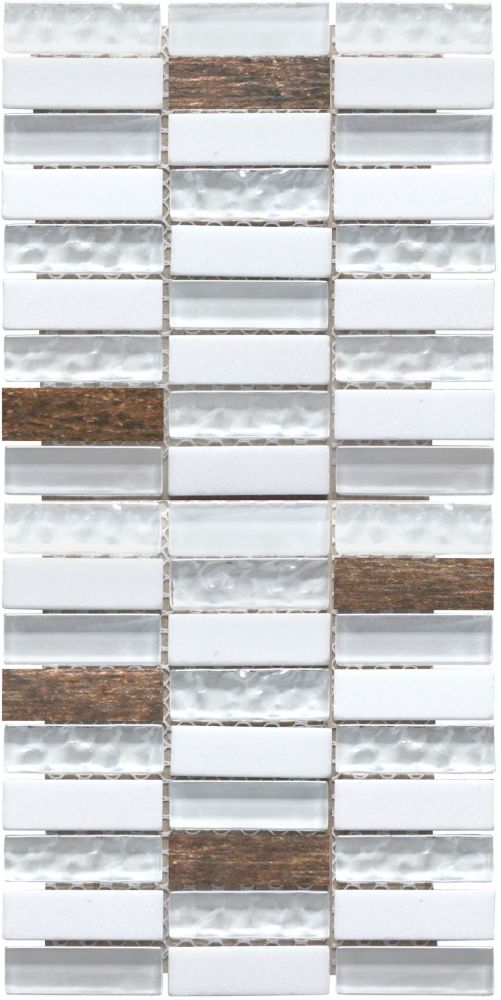 Mosaikfliese Holz Selva 15 x 30 cm braun-weiß Steinmaß: ca. 4,8 x 1,5 cm von Vabene