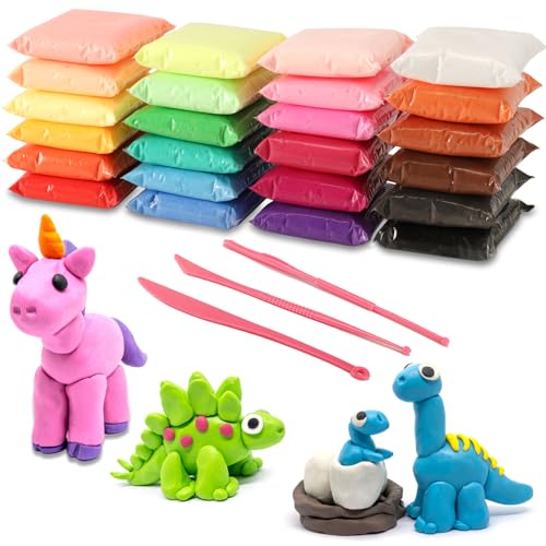 Vabrloy Modelliermasse Kit,24 Farben Polymer Clay Set,DIY Kinder Knete Set mit 3 Schnitzwerkzeugen,Ultraleicht Kinderknete,Modelliermasse Lufttrocknend Geschenk für Jungen und Mädchen Vabrloy Modelliermasse Kit,24 Farben Polymer Clay Set,DIY Kinder Knete Set mit 3 Schnitzwerkzeugen,Ultraleicht Kinderknete,Modelliermasse Lufttrocknend Geschenk für Jungen und Mädchen von Vabrloy