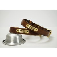 Personalisiertes Leder Hundehalsband Handgefertigte Metallteile Aus Messing von VacForPets