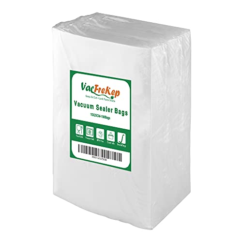 VacFreKep 100 Beutel 15x25cm Vakuumier Beutel Vakuumbeutel für Lebensmittel,BPA-Frei Sous Vide Vakuumierbeutel Beutel für Vakuumierer und Folienschweißgeräte Geeignet von VacFreKep