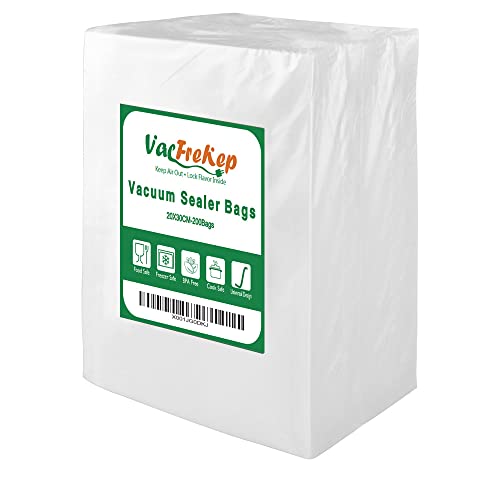 VacFreKep 200 Beutel 20x30cm Vakuumier Beutel Vakuumbeutel für Lebensmittel,BPA-Frei Sous Vide Beutel für Folienschweißgeräte Ggeeignet von VacFreKep