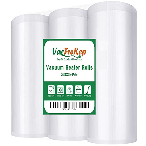 VacFreKep 3Folienrollen 20x600cm Vakuumierrollen für Lebensmittel,BPA-Frei Vakuumierbeutel Sous Vide Beutel Folien für Vakuumierer und Folienschweißgeräte Geeignet von VacFreKep