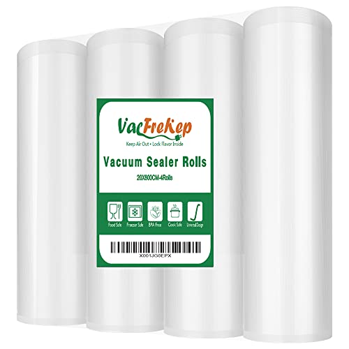 VacFreKep 4 Folienrollen 20x600cm Vakuumierrollen für Lebensmittel,BPA-Frei Vakuumierbeutel Sous Vide Beutel Folien für Vakuumierer und Folienschweißgeräte Geeignet von VacFreKep