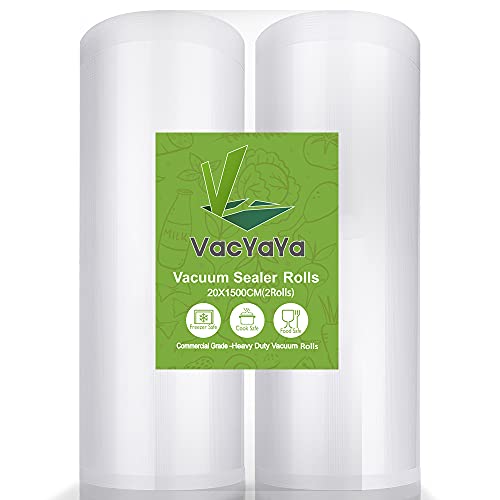 VacYaYa 2 Folienrollen 20x1500cm Vakuumierrollen für Lebensmittel,BPA-Frei Vakuumierbeutel Sous Vide Beutel Folien für Vakuumierer und Folienschweißgeräte Geeignet von VacYaYa