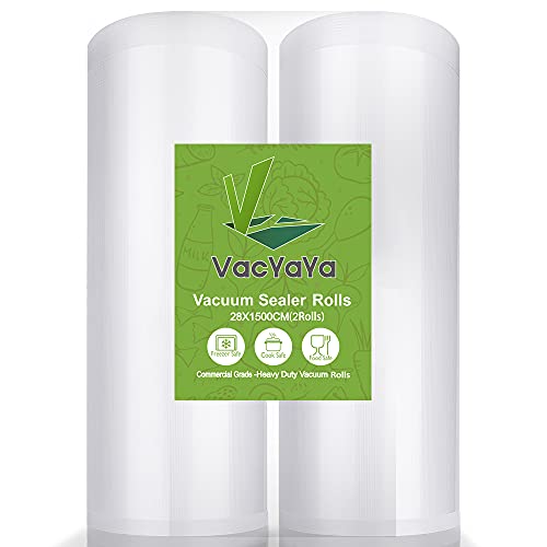 VacYaYa 2 Folienrollen 28x1500cm Vakuumierrollen für Lebensmittel,BPA-Frei Vakuumierbeutel Sous Vide Beutel Folien für Vakuumierer und Folienschweißgeräte Geeignet von VacYaYa