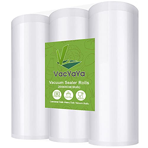 VacYaYa 3 Folienrollen 28x600cm Vakuumierrollen für Lebensmittel,BPA-Frei Vakuumierbeutel Sous Vide Beutel Folien für Vakuumierer und Folienschweißgeräte Geeignet von VacYaYa