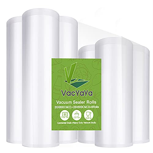 VacYaYa 6 Folienrollen (3)20x600cm und (3)28x600cm Vakuumierrollen für Lebensmittel,BPA-Frei Vakuumierbeutel Sous Vide Beutel Folien für Vakuumierer und Folienschweißgeräte Geeignet von VacYaYa