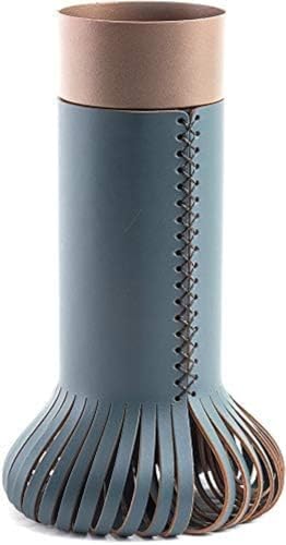 Vacavaliente Vase, Leder, Blau Petrol von Vacavaliente