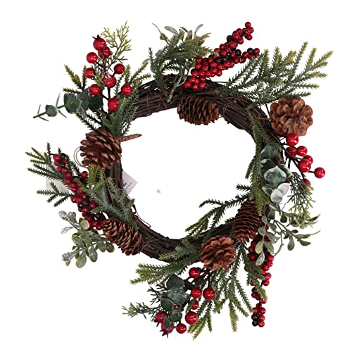 Vacchetti Giuseppe Weihnachtskranz Kranz Grün Natur Kunststoff mit Tannenzapfen und Beeren 35cm breit 6323580000 von Vacchetti Giuseppe