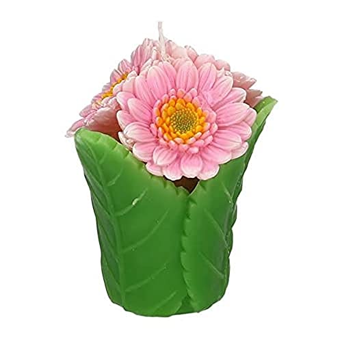 Gänseblümchen-Kerze mit Vase, mittelgroß, Rosa von Vacchetti Giuseppe