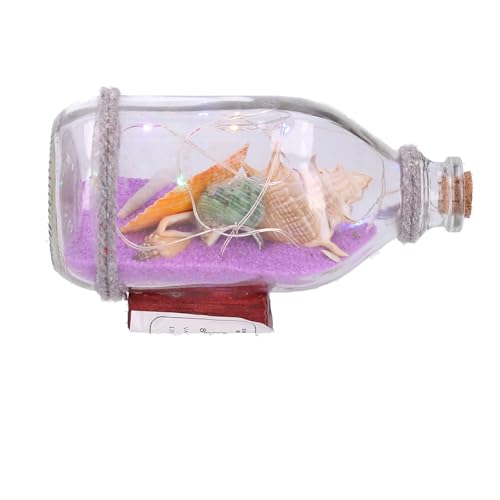 Vacchetti Giuseppe Glasflasche Meer Muscheln und mit LED, Glas, Sand, Piccolo von Vacchetti Giuseppe