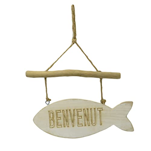 Vacchetti Giuseppe Schild Meer Holz Willkommen Fisch, Weiß, Piccolo von Vacchetti Giuseppe