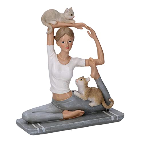 Vacchetti Giuseppe Resin Statue Frau mit Katzen Grau, Mehrfarbig, Medio von Vacchetti Giuseppe