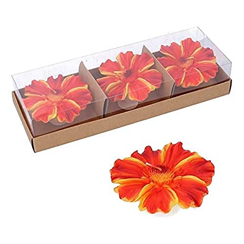 Vacchetti Paraffin-Kerze, 3 Stück, orangefarbene Blume, mittel von Vacchetti Giuseppe