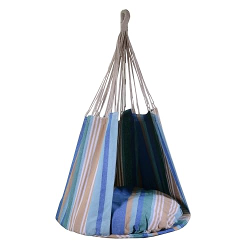 Vacchetti Schaukelstuhl aus gestreiftem Stoff, blaugrün, Durchmesser 80 cm, Höhe 120 cm von Vacchetti Giuseppe