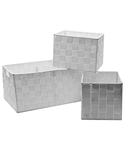 Vacchetti Schubladen-Set aus Polyester, weiß, 3-teilig, rechteckig, Kunstfaser, mittelgroß von Vacchetti Giuseppe