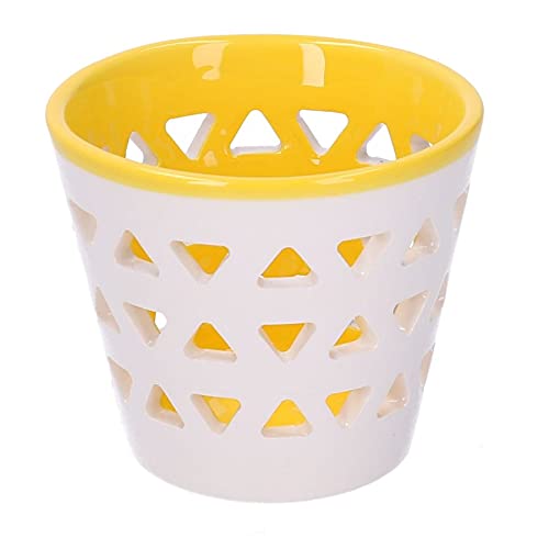Vacchetti Teelichthalter aus Keramik, 1 Platz, rund, gelb, Mehrfarbig, mittel von Vacchetti Giuseppe