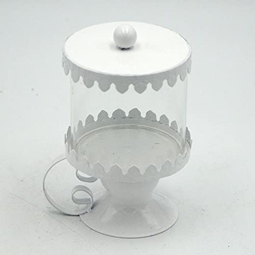 Vacchetti Teelichthalter aus Metall, weiß glänzend, mit Sockel, Mehrfarbig, mittel von Vacchetti Giuseppe