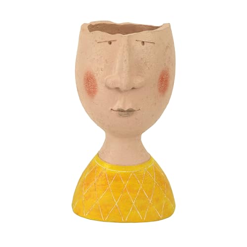 Vacchetti Übertopf aus Kunstharz Gesicht Gelb Creme 18 x 12 x Höhe 32 cm von Vacchetti Giuseppe