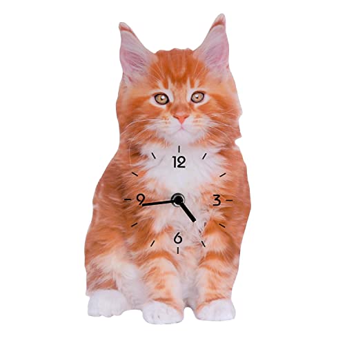 Vacchetti Uhr Holz Katze, Wood, Orange Gold, Klein von Vacchetti Giuseppe