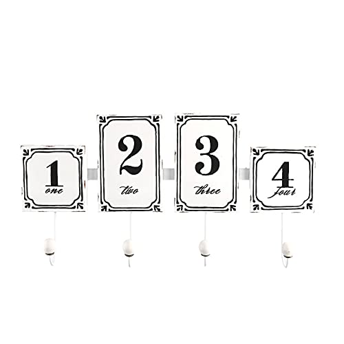 Vbags Garderobenhaken aus Metall mit 4 Plätzen, Weiß mit Zahlen, Metall, mittel von Vacchetti Giuseppe