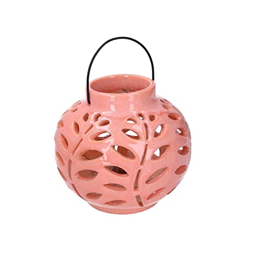 Vbags Laterne aus Keramik, Rosa, rund, mittel von Vacchetti Giuseppe