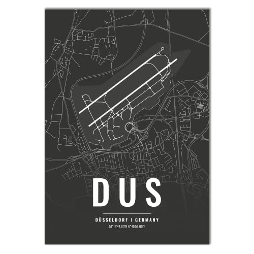 Vacentures Flughafen Poster - DUS- Düsseldorf Wanddekoration Airport Poster Dusseldorf (21x30 CM) von Vacentures