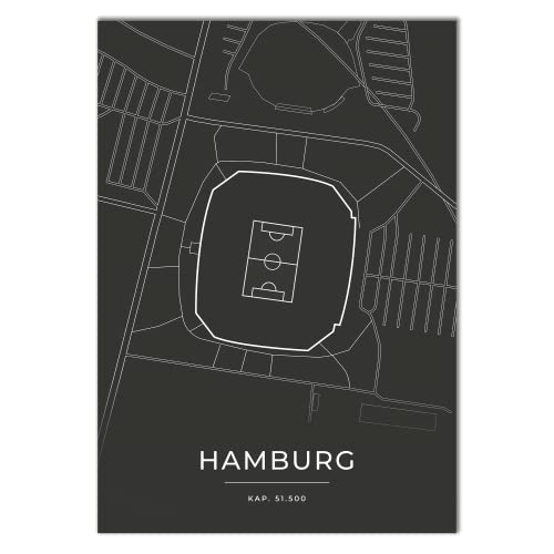 Vacentures Hamburg Stadion Poster - Fussballstadion-Poster - Geschenk für Fußballfans (50x70 CM) von Vacentures