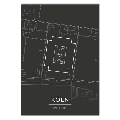 Vacentures Köln Stadion Poster - Fussballstadion-Poster - Geschenk für Fußballfans (30x40 CM) von Vacentures