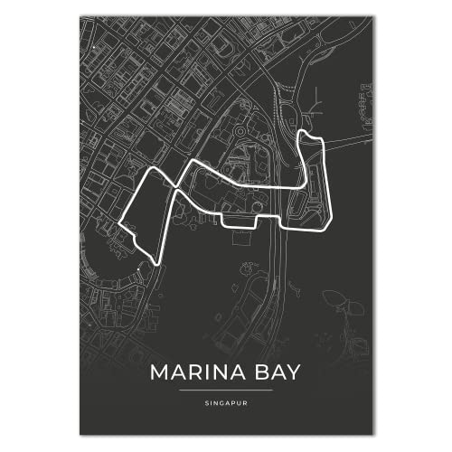 Vacentures Marina Bay Rennstrecken Poster - Geschenk für Motorsport-Fans (21x30 CM) von Vacentures