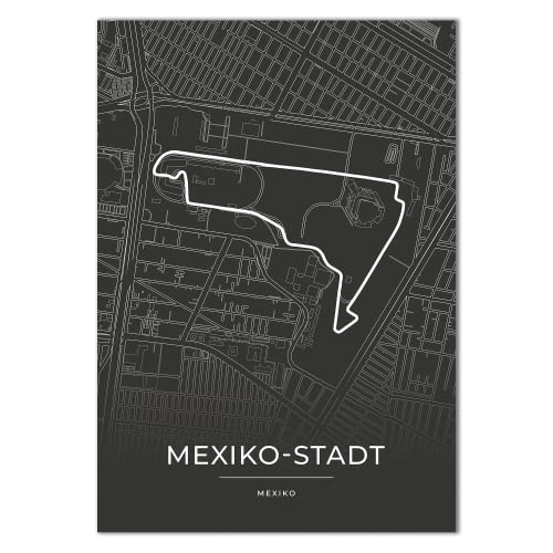 Vacentures Mexiko Stadt Rennstrecken Poster - Geschenk für Motorsport-Fans (30x40 CM) von Vacentures