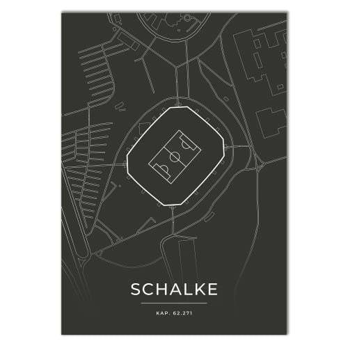 Vacentures Schalke Stadion Poster - Fussballstadion-Poster - Geschenk für Fußballfans (21x30 CM (DIN A4)) von Vacentures