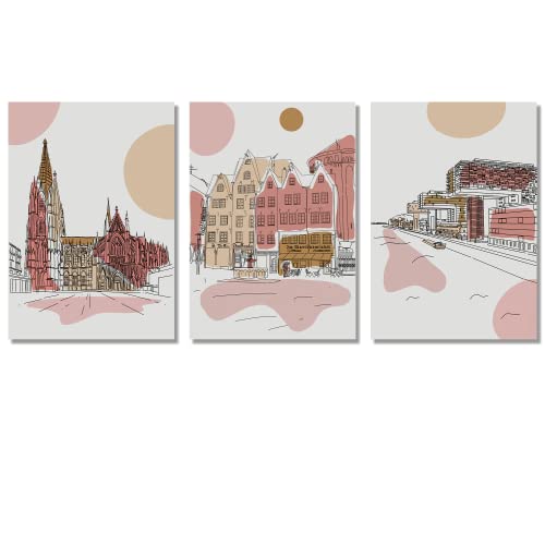 Vacentures® Premium Poster Set – Stadt Motive - Bilderwand für dein Zuhause – 3x DIN A4 ohne Bilderrahmen (21x30 CM, Köln) von Vacentures