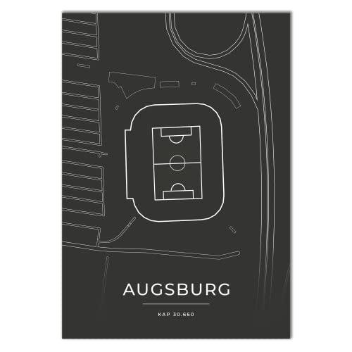 Vacentures Augsburg Stadion Poster - Fussballstadion-Poster - Geschenk für Fußballfans (30x40 CM) von Vacentures