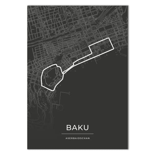 Vacentures Baku Rennstrecken Poster - Geschenk für Motorsport-Fans (50x70 CM) von Vacentures