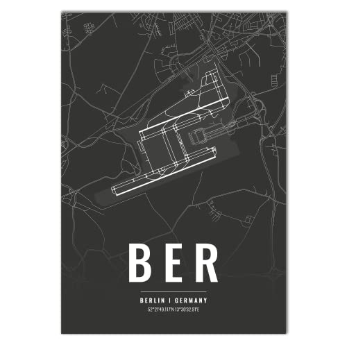Vacentures Flughafen Poster - BER - Berlin Wanddekoration Airport Poster Berlin (21x30 CM) von Vacentures