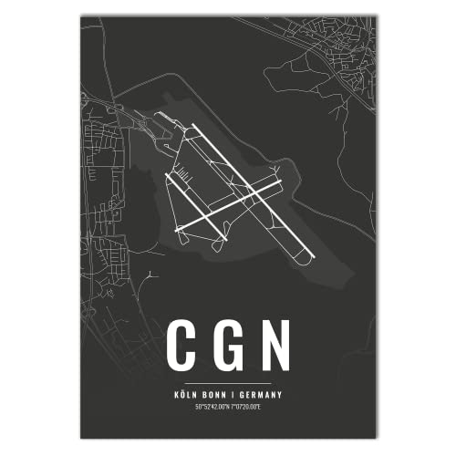 Vacentures Flughafen Poster - CGN - Köln Wanddekoration Airport Poster Cologne (21x30 CM) von Vacentures