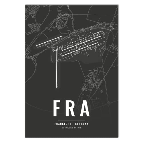 Vacentures Flughafen Poster - FRA - Frankfurt Wanddekoration Airport Poster Frankfurt (21x30 CM) von Vacentures