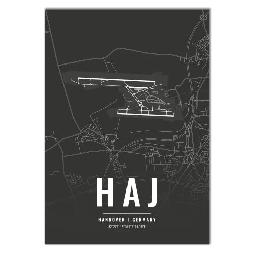 Vacentures Flughafen Poster - HAJ - Hannover Wanddekoration Airport Poster Hanover (21x30 CM) von Vacentures