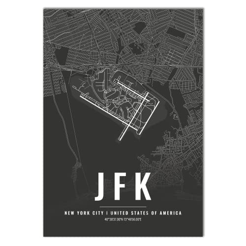 Vacentures Flughafen Poster - JFK - New York City Wanddekoration Airport Poster New York City (50x70 CM) von Vacentures