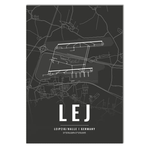 Vacentures Flughafen Poster - LEJ - Leipzig Wanddekoration Airport Poster Leipzig (50x70 CM) von Vacentures