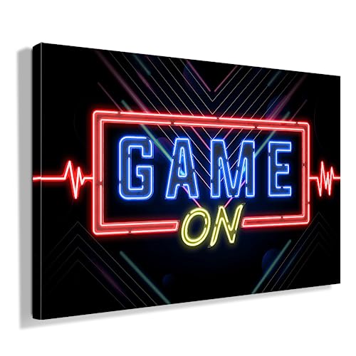 Vacentures Leinwand Game On - Geschenk für Gamer (120x80 cm) von Vacentures