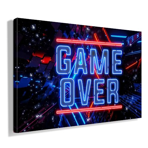 Vacentures Leinwand Game Over - Geschenk für Gamer (90x60 cm) von Vacentures