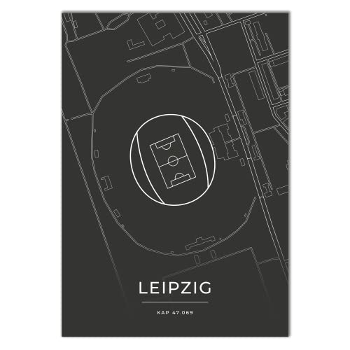 Vacentures Leipzig Stadion Poster - Fussballstadion-Poster - Geschenk für Fußballfans (21x30 CM) von Vacentures