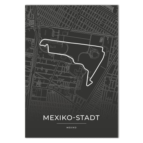 Vacentures Mexiko Stadt Rennstrecken Poster - Geschenk für Motorsport-Fans (21x30 CM) von Vacentures