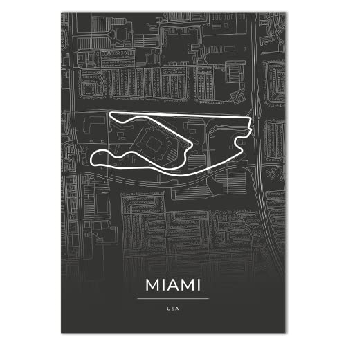 Vacentures Miami Rennstrecken Poster - Geschenk für Motorsport-Fans (21x30 CM) von Vacentures