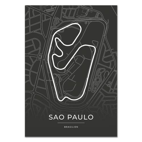 Vacentures Sao Paulo Rennstrecken Poster - Geschenk für Motorsport-Fans (21x30 CM (DIN A4)) von Vacentures