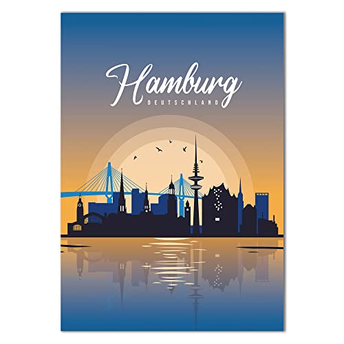 Vacentures Stadtposter Hamburg Skyline-Poster - Geschenk für Hamburger (30x40 CM) von Vacentures
